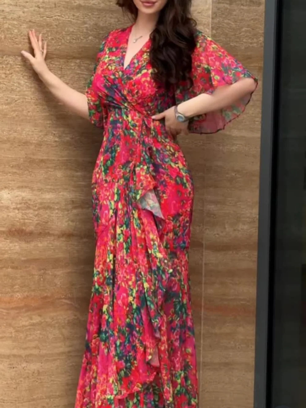 Rylie - Romantic Retro Wrap Maxi Floral Dress