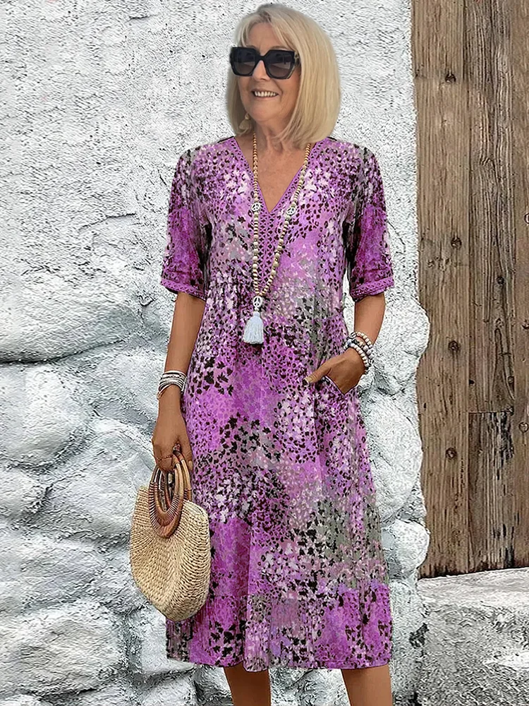 Liza - Warm Stylish Relaxed Fit Floral Dress