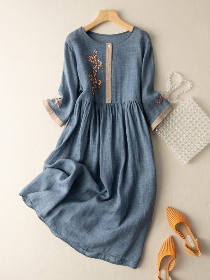 Cadence - Warm Embroidered Ethnic White Midi Dress
