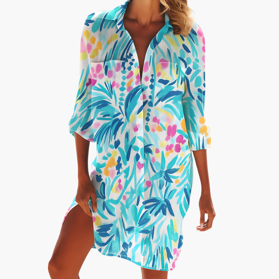 Bliss - Shirt Dress with Long Sleeves and Button Placket