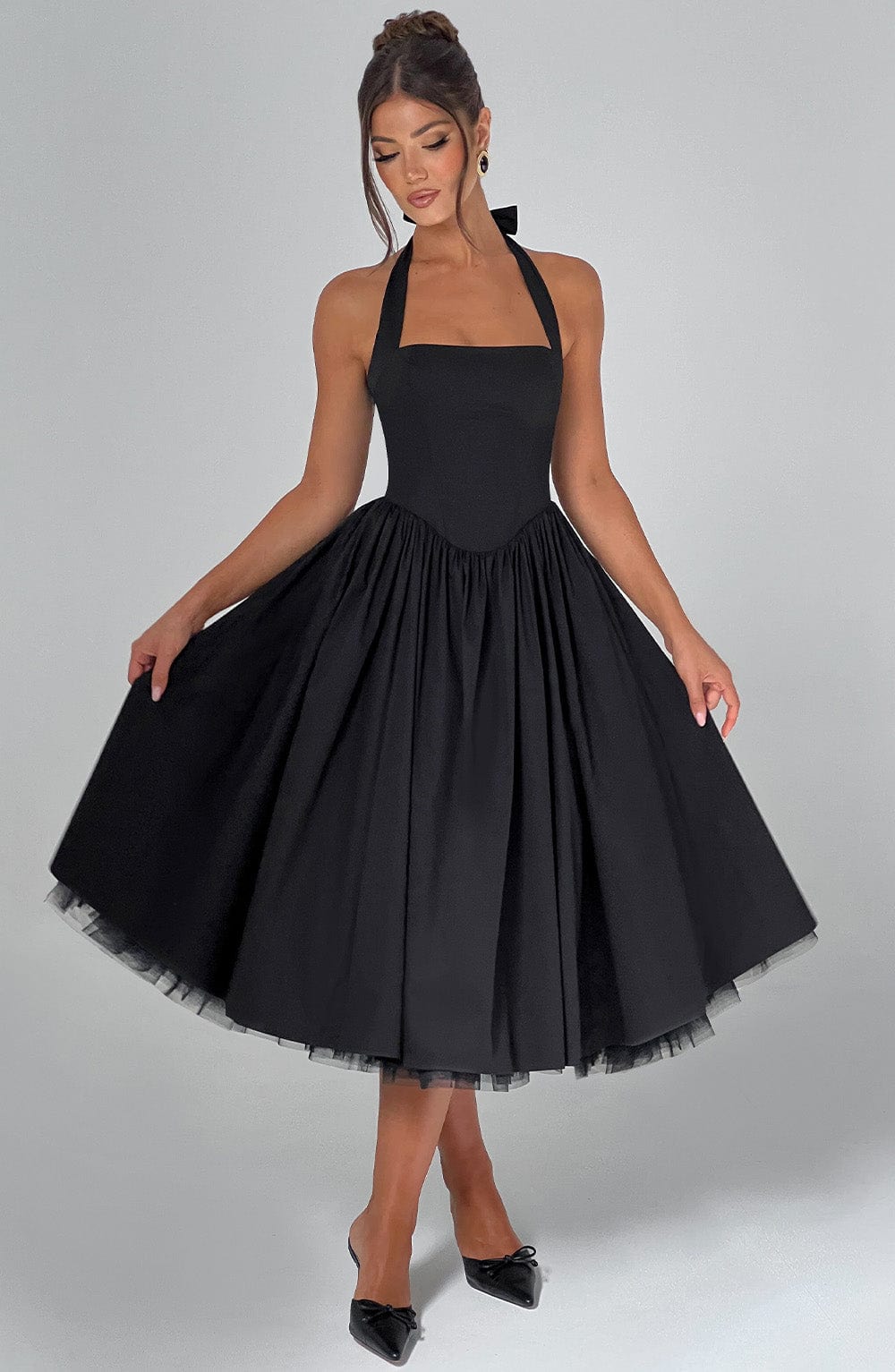 Persephone - Wedding Guest Halter Midi Dress