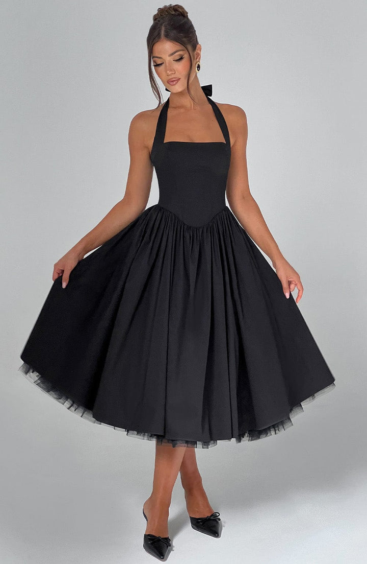 Persephone - Wedding Guest Halter Midi Dress