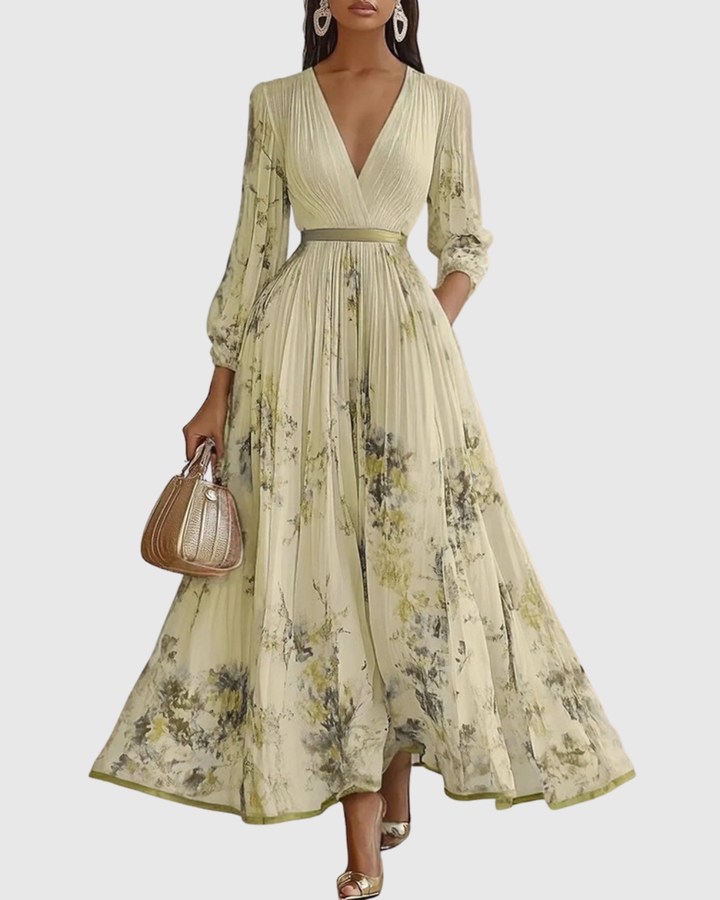 Evangelyn - Elegant Pleated Maxi Dress