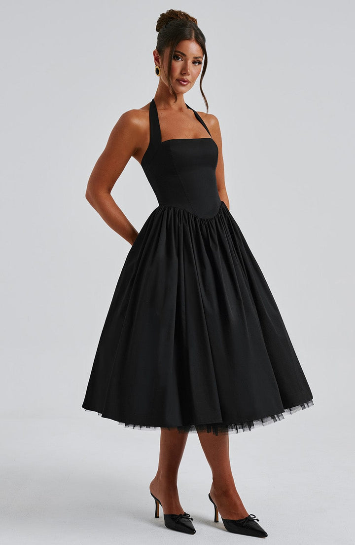 Persephone - Wedding Guest Halter Midi Dress