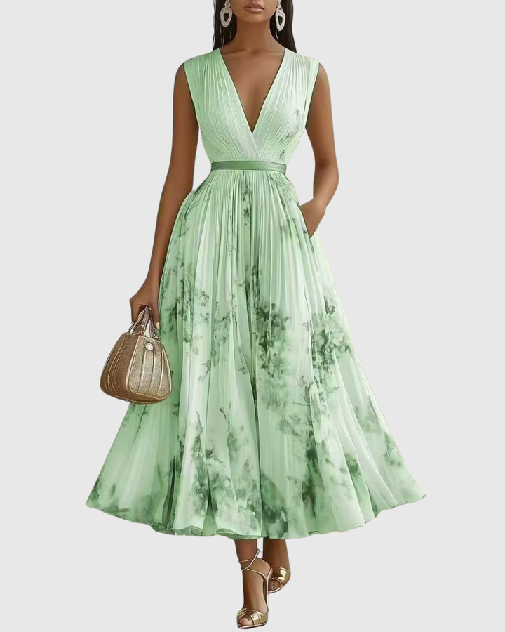 Evangelyn - Elegant Pleated Maxi Dress