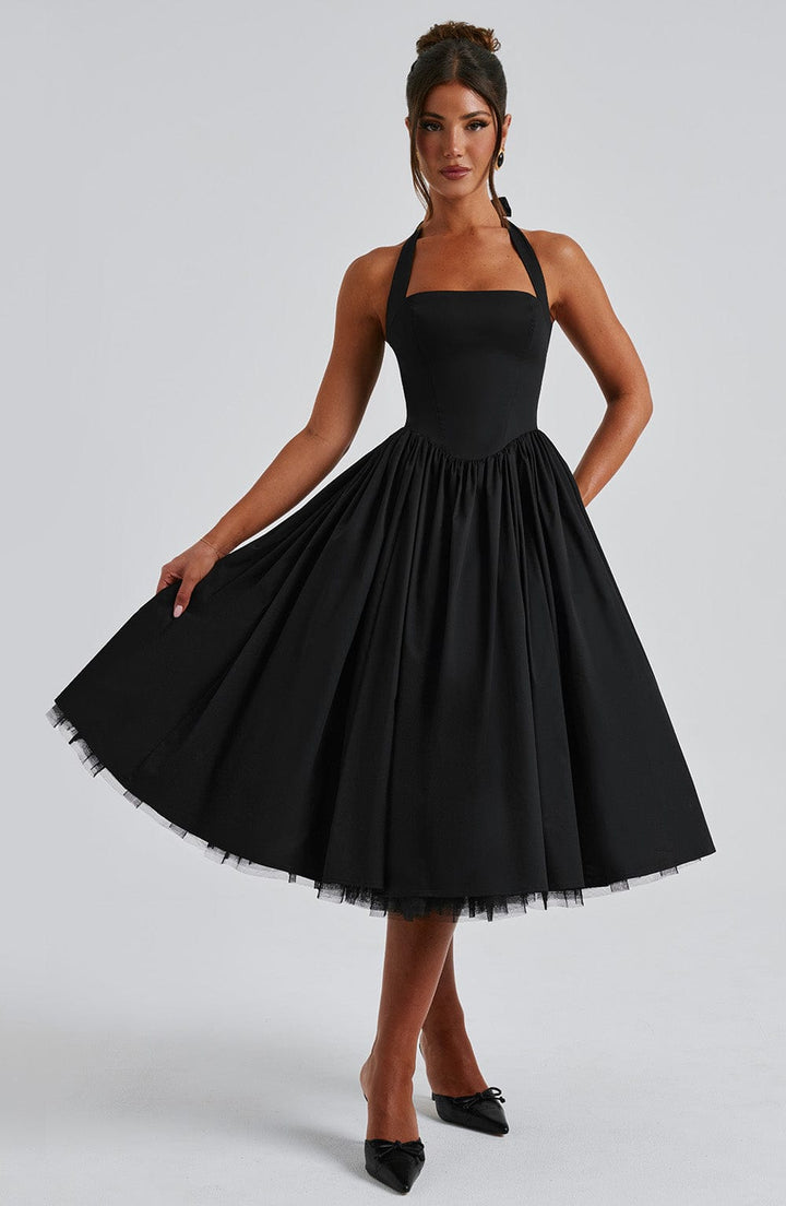 Persephone - Wedding Guest Halter Midi Dress