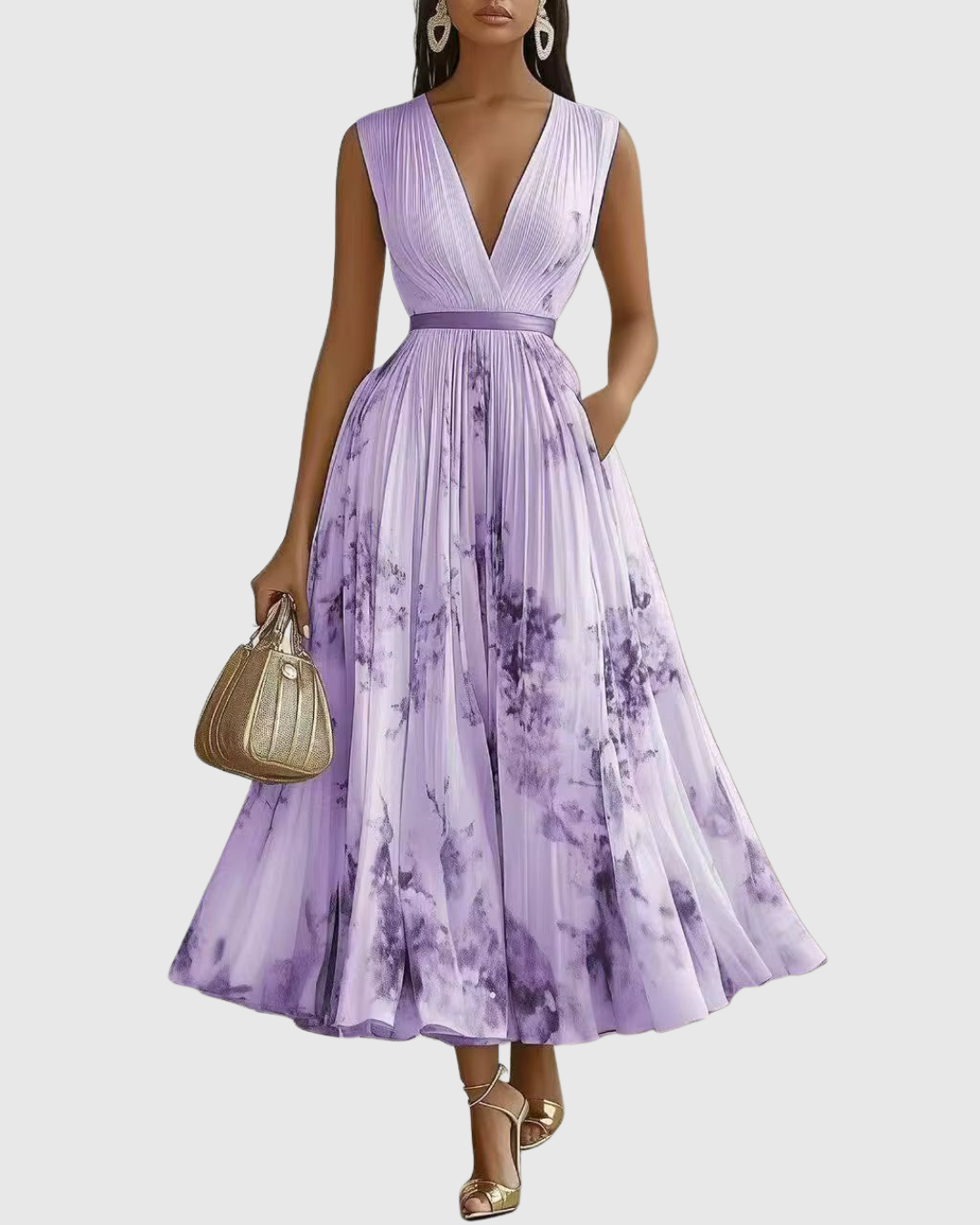 Evangelyn - Elegant Pleated Maxi Dress