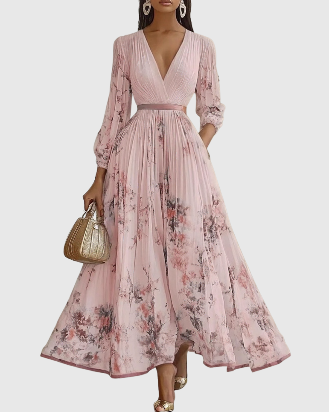 Evangelyn - Elegant Pleated Maxi Dress