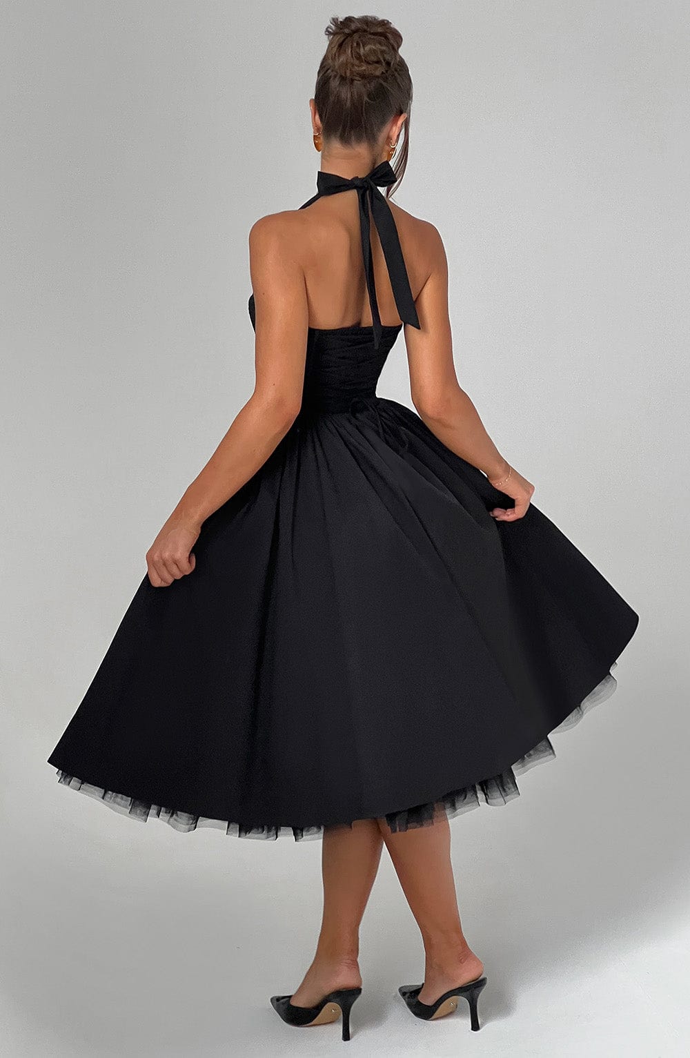 Persephone - Wedding Guest Halter Midi Dress