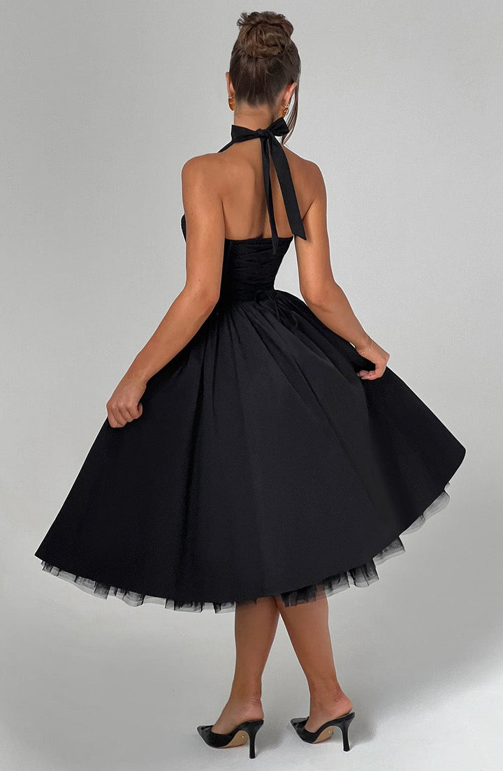 Persephone - Wedding Guest Halter Midi Dress