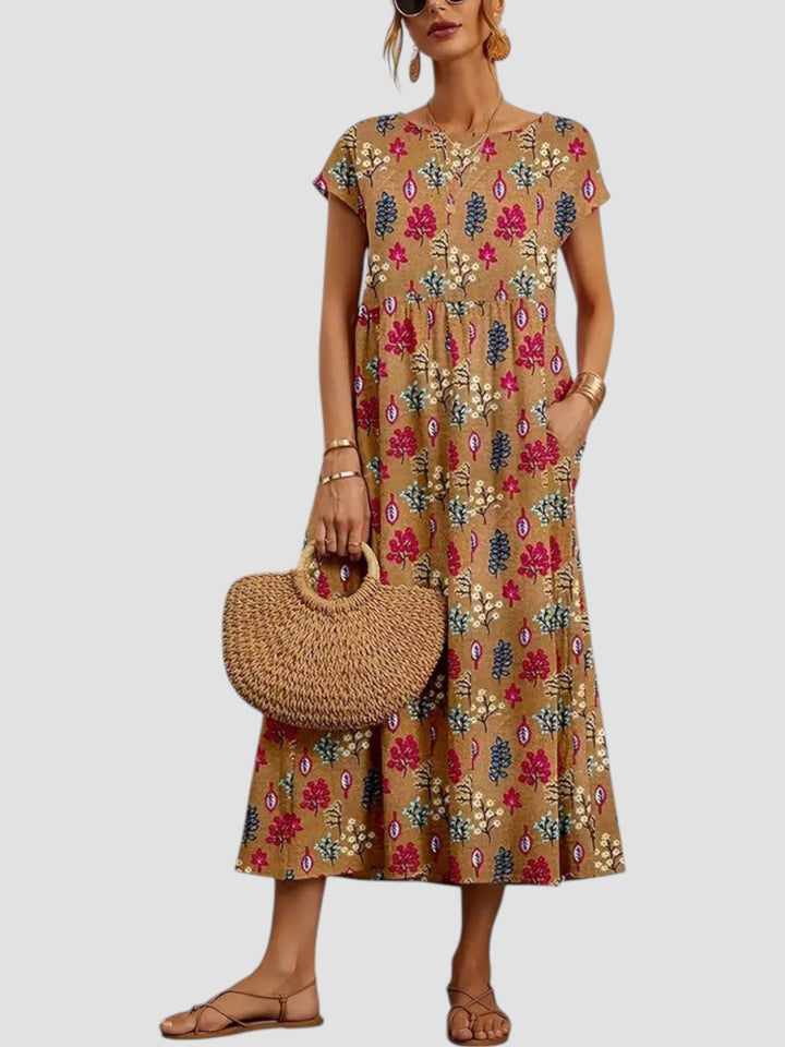 Lana - Chic Geometric Print Midi Dress