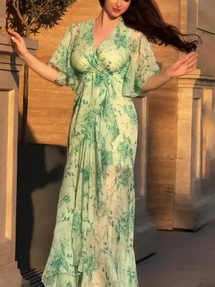 Rylie - Romantic Retro Wrap Maxi Floral Dress