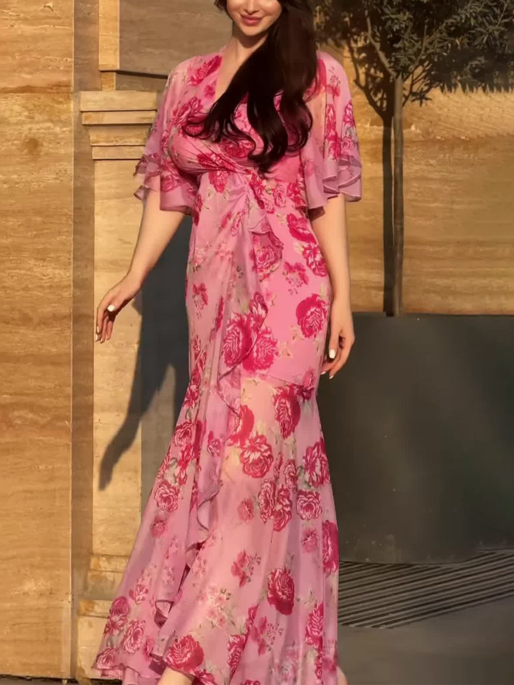 Rylie - Romantic Retro Wrap Maxi Floral Dress