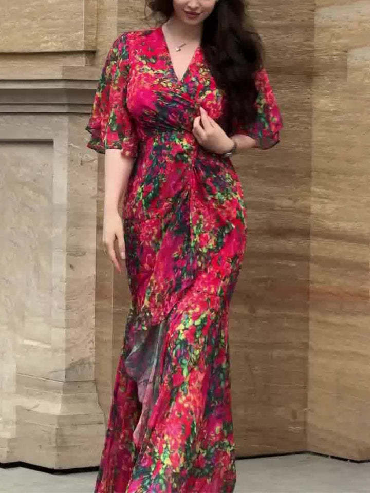 Rylie - Romantic Retro Wrap Maxi Floral Dress