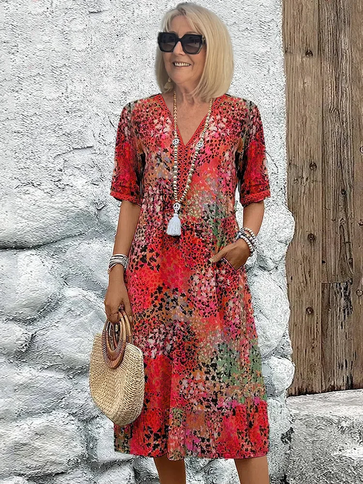 Liza - Warm Stylish Relaxed Fit Floral Dress