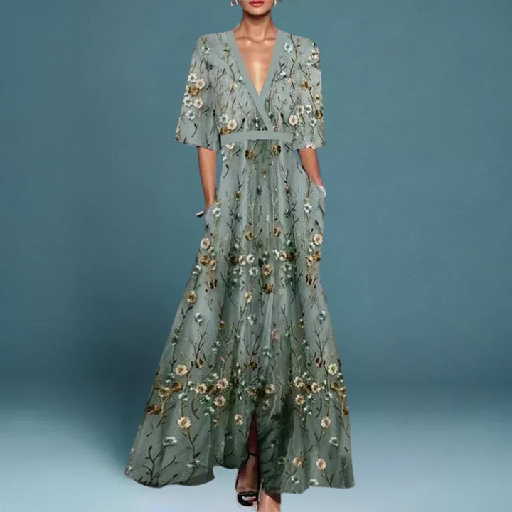 Lea - Stylish Warm Flowy Maxi Floral Dress