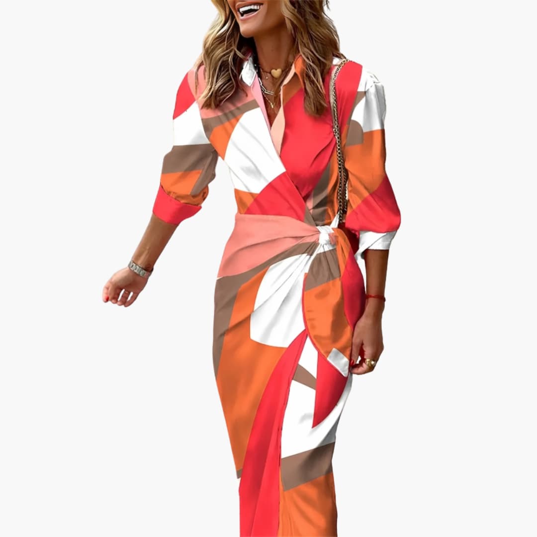 Bree - Striped Shirt Maxi Dress Made of Cotton