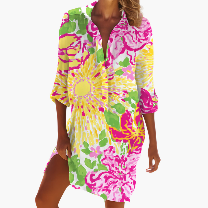 Bliss - Shirt Dress with Long Sleeves and Button Placket