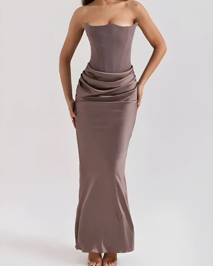 Lauryn - Elegant Draped Maxi Wedding Guest Dress