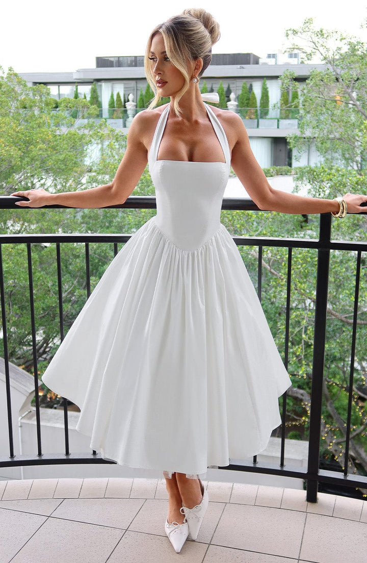 Persephone - Wedding Guest Halter Midi Dress