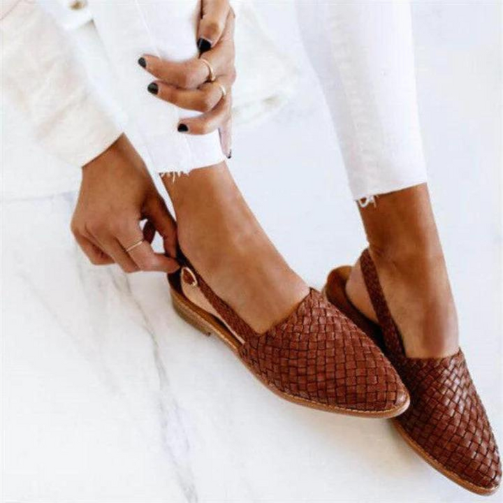 Elita - Elegant Woven Vegan Leather Ballerinas