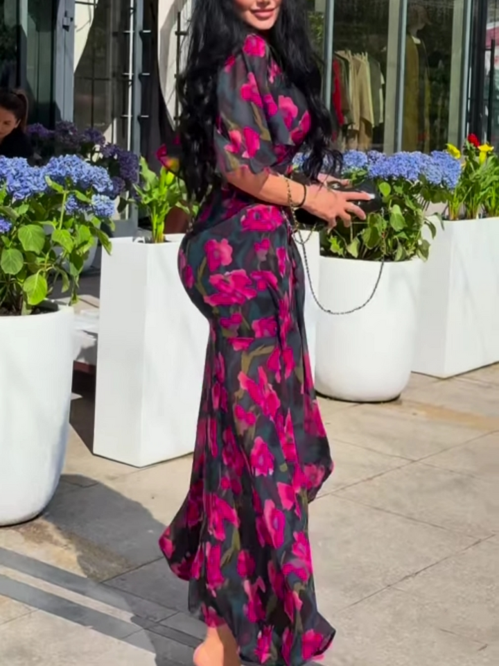 Rylie - Romantic Retro Wrap Maxi Floral Dress