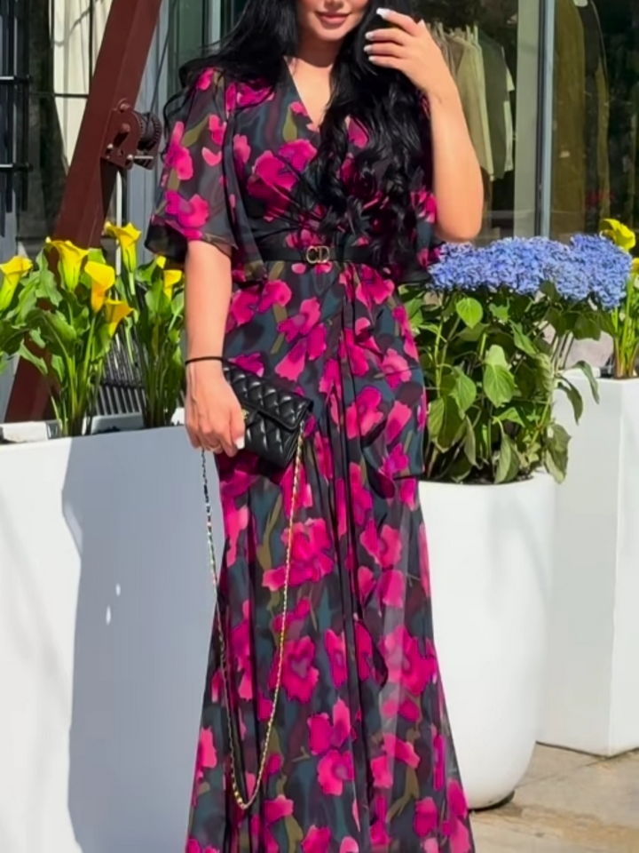 Rylie - Romantic Retro Wrap Maxi Floral Dress