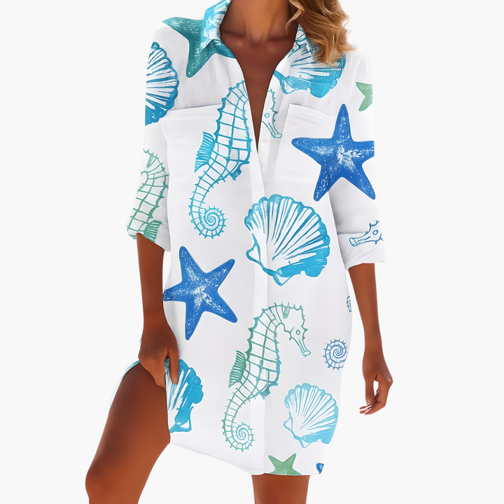 Bliss - Shirt Dress with Long Sleeves and Button Placket