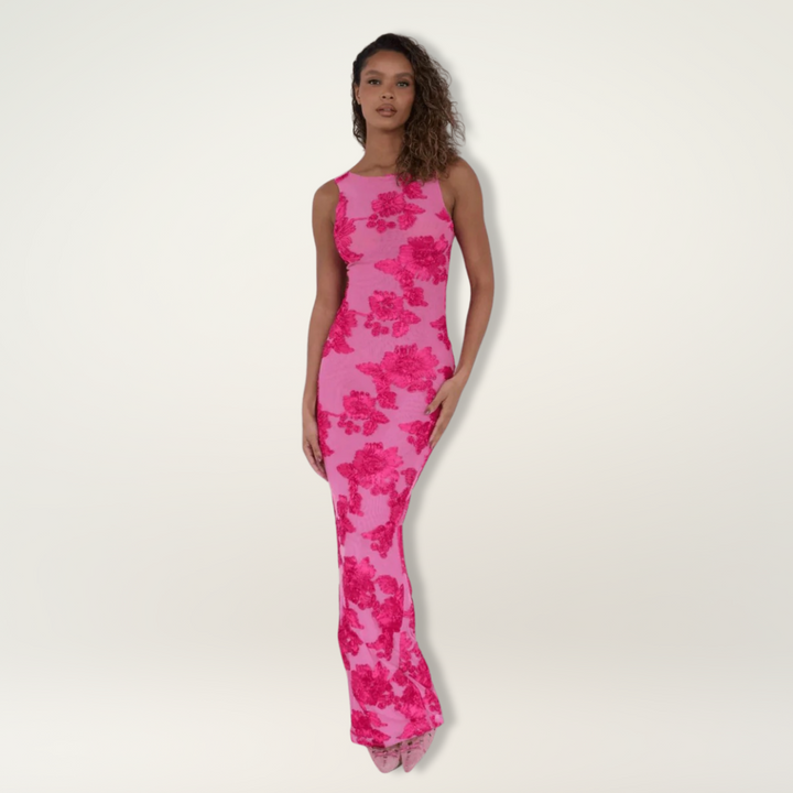 Presley - Romantic Sleeveless Maxi Floral Dress