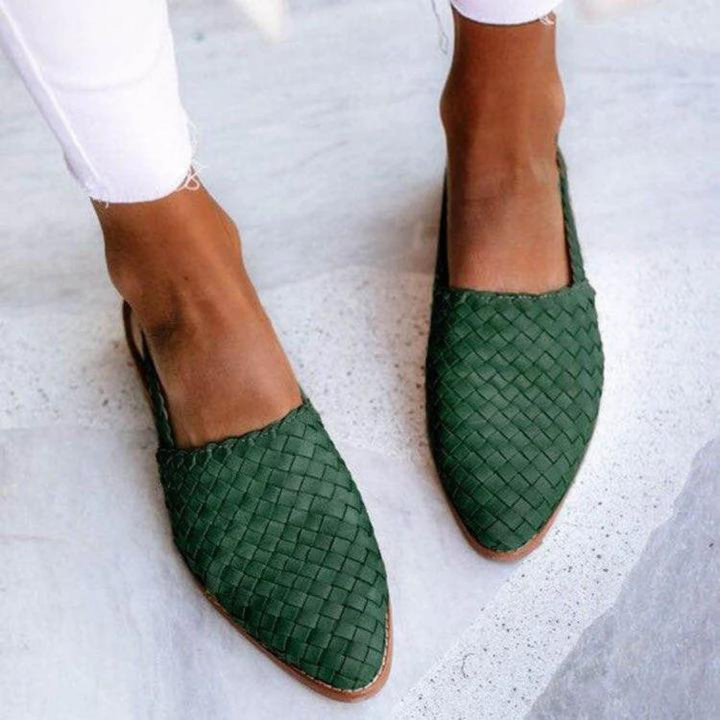 Elita - Elegant Woven Vegan Leather Ballerinas