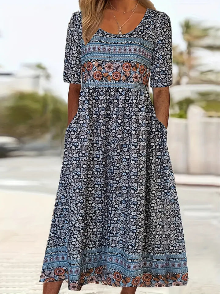 Laurel - Breezy Boho Print Midi Dress