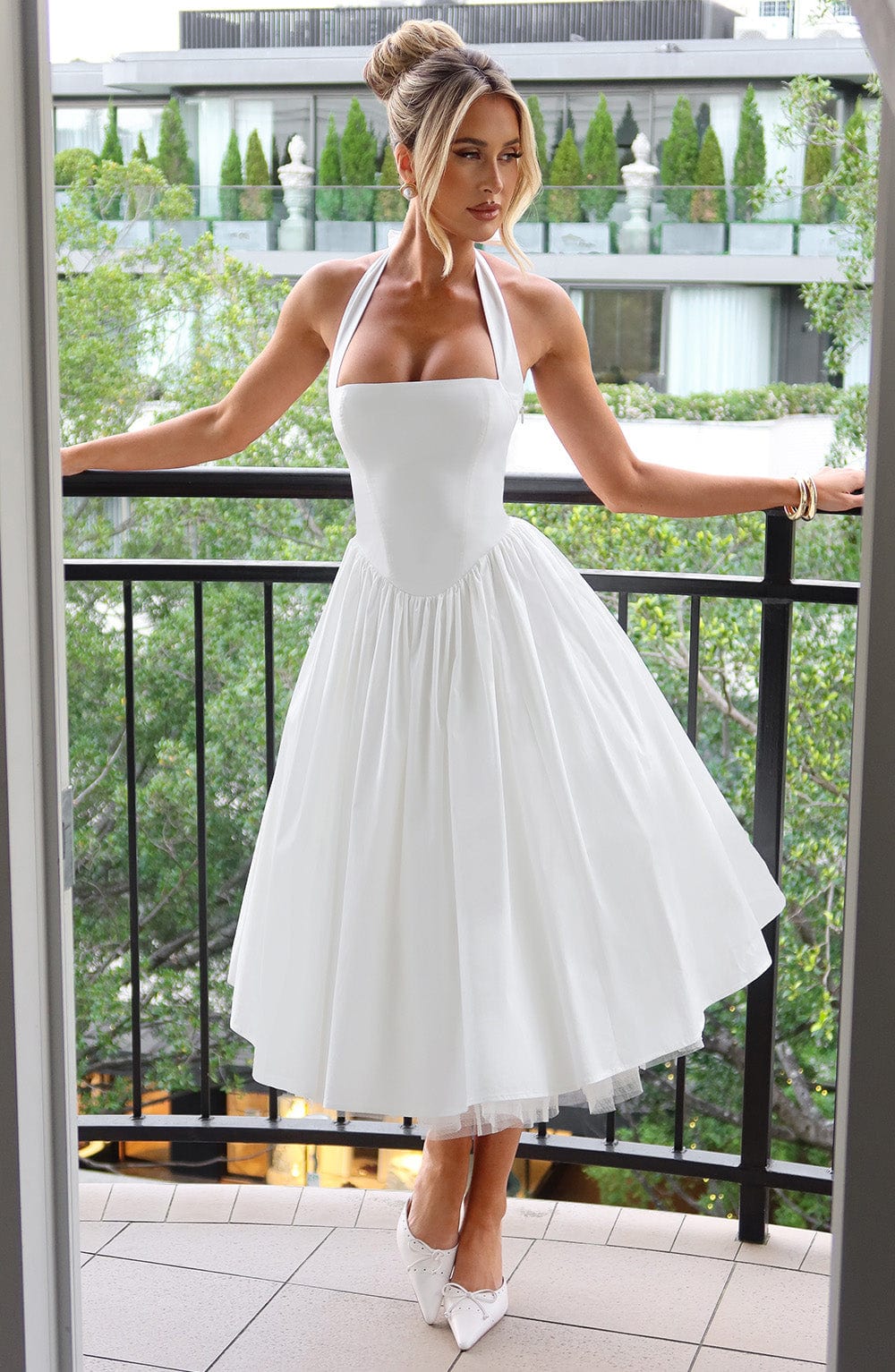 Persephone - Wedding Guest Halter Midi Dress