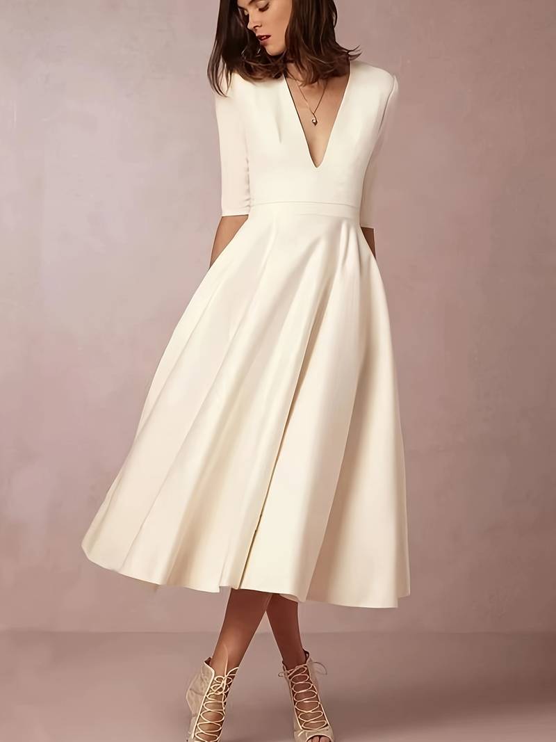Safira - Women’s Wedding Guest Elegant Flared Midi Dress
