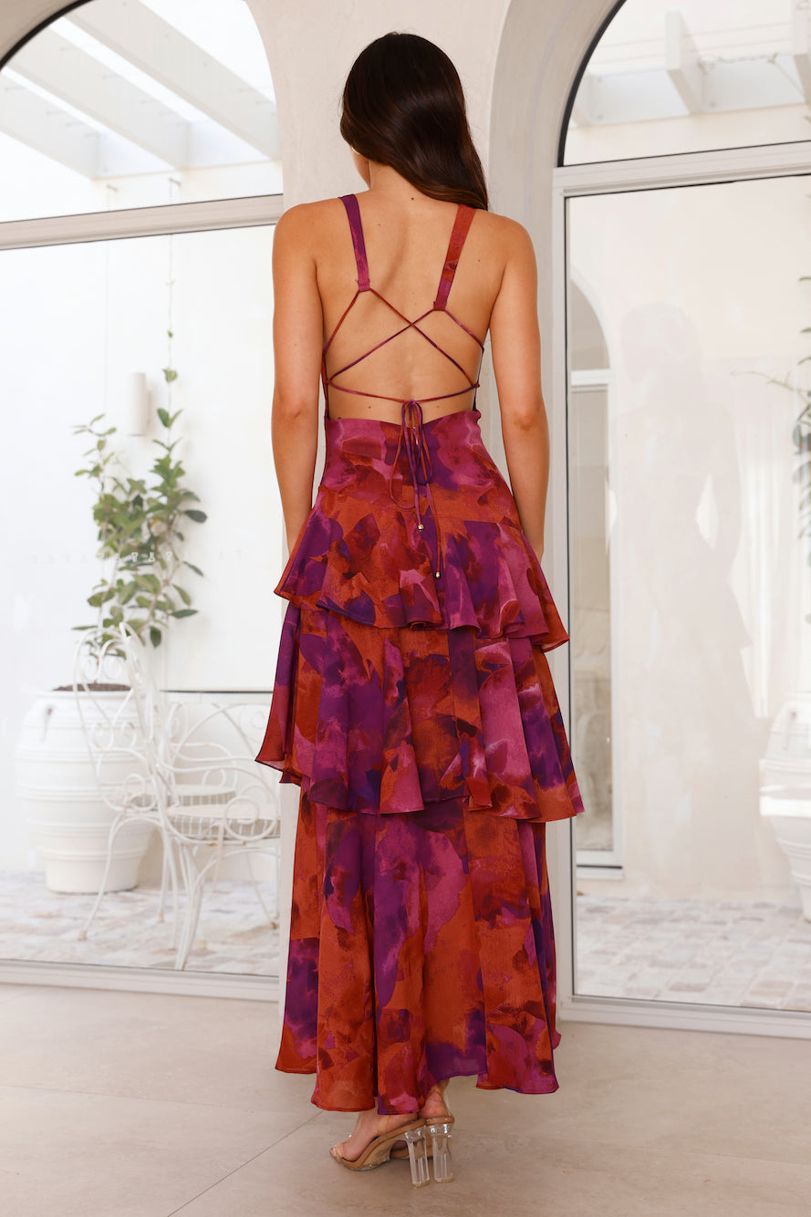 Jazmin - Stylish Warm Tiered Long Sleeve Maxi Floral Dress