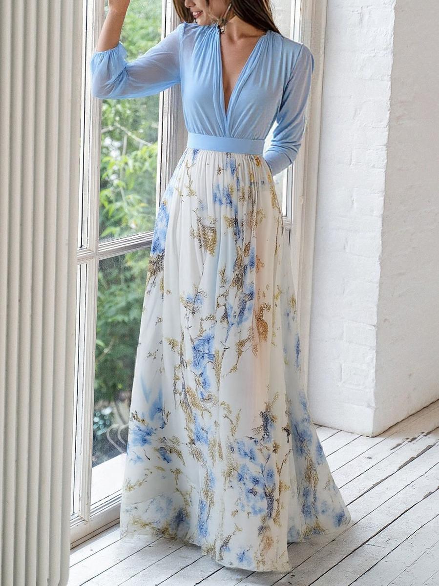 Tinsley - Stylish Long Sleeve Maxi Floral Dress