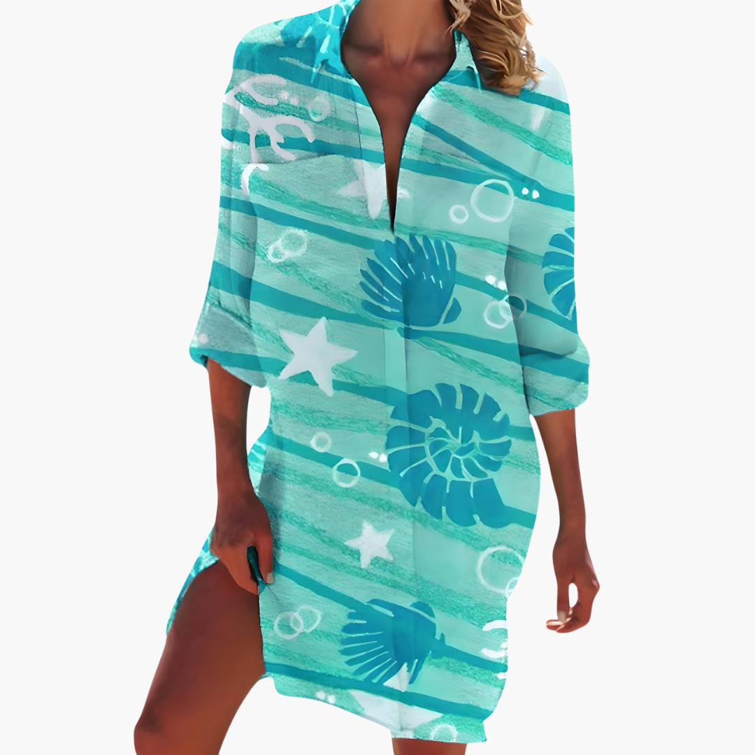 Bliss - Shirt Dress with Long Sleeves and Button Placket