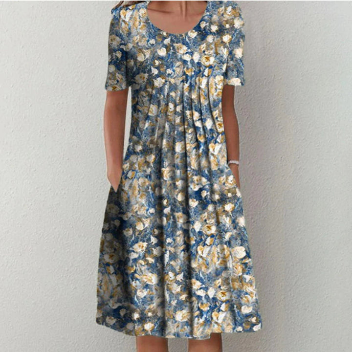 Lia - Stylish Warm Pocket Midi Floral Dress