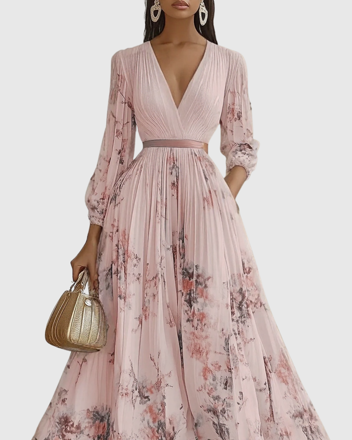 Evangelyn - Elegant Pleated Maxi Dress