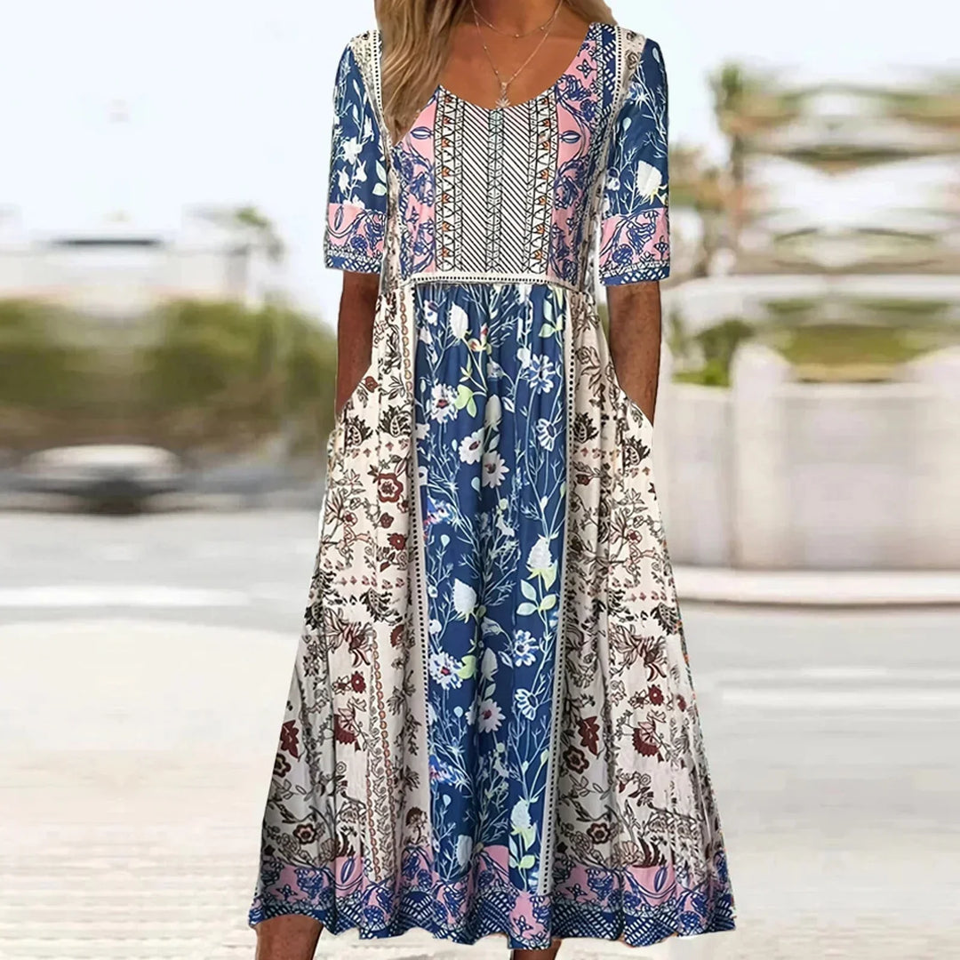 Laurel - Breezy Boho Print Midi Dress