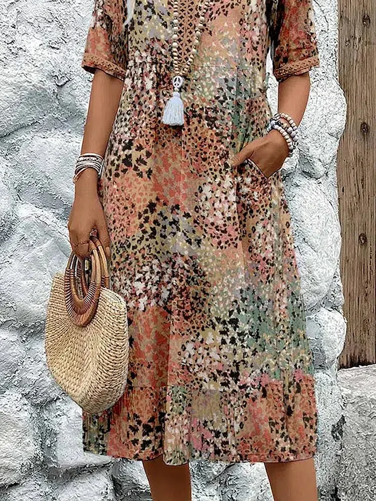 Liza - Warm Stylish Relaxed Fit Floral Dress