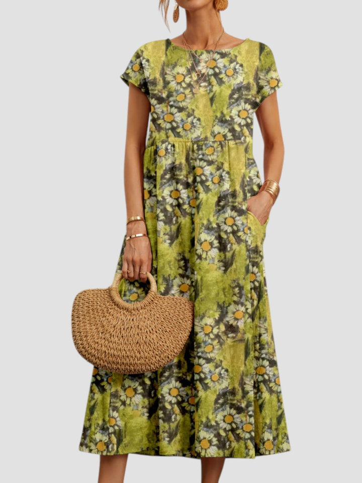 Lana - Chic Geometric Print Midi Dress