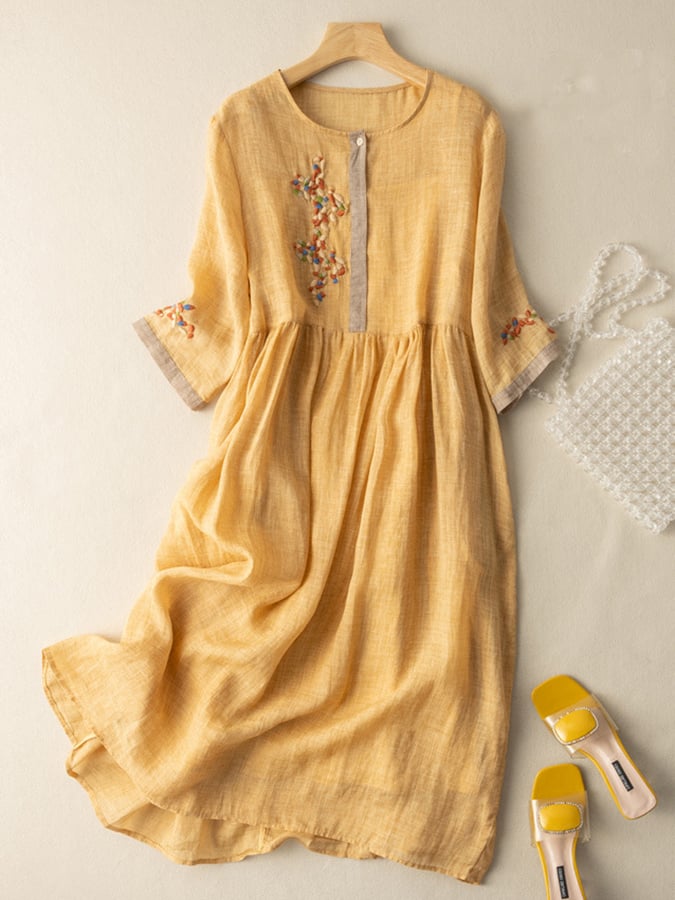 Cadence - Warm Embroidered Ethnic White Midi Dress
