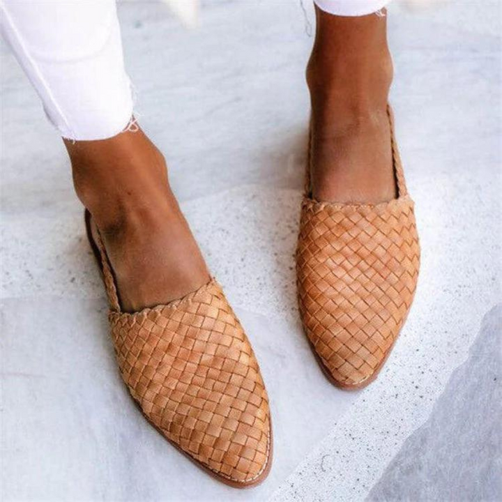 Elita - Elegant Woven Vegan Leather Ballerinas