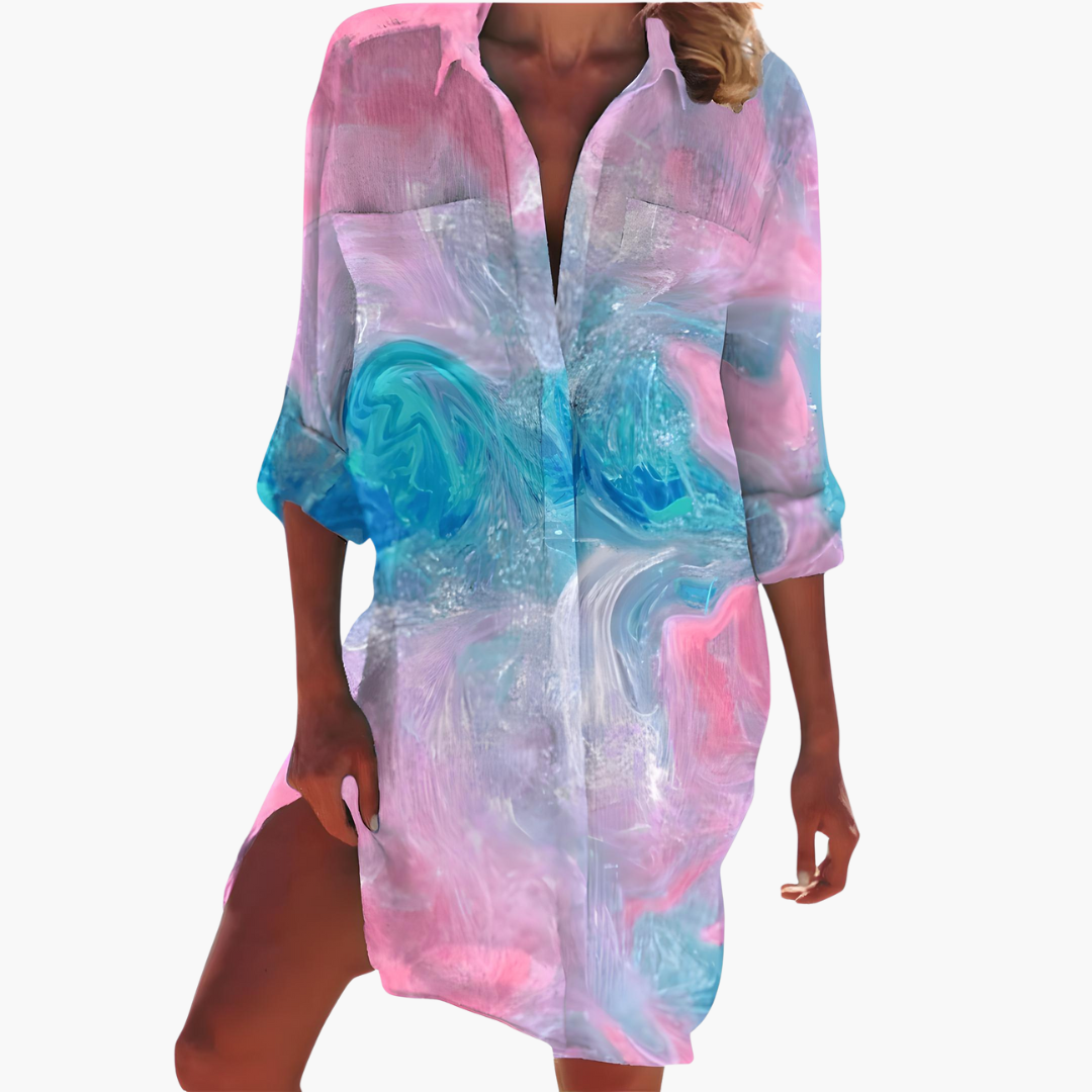 Bliss - Shirt Dress with Long Sleeves and Button Placket