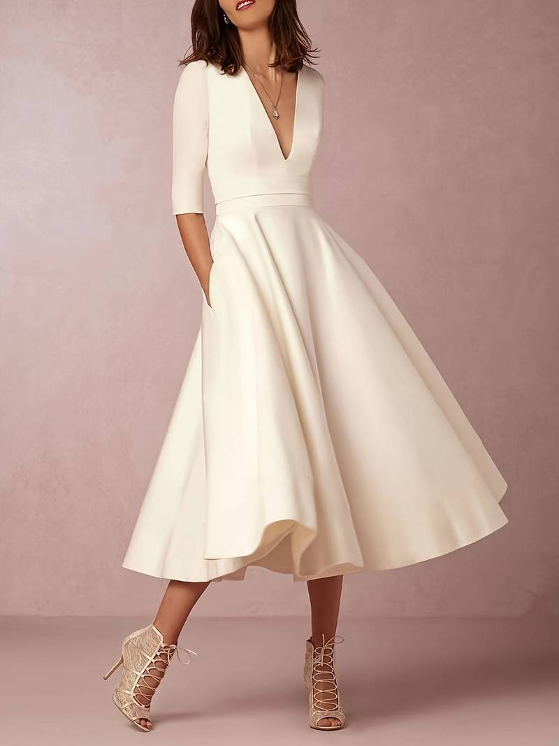 Safira - Women’s Wedding Guest Elegant Flared Midi Dress