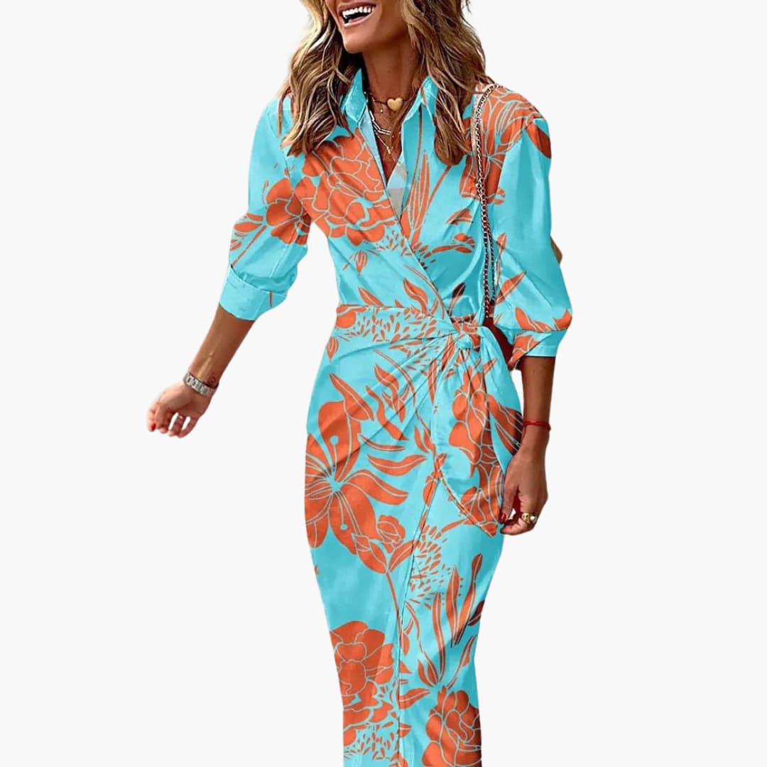 Bree - Striped Shirt Maxi Dress Made of Cotton