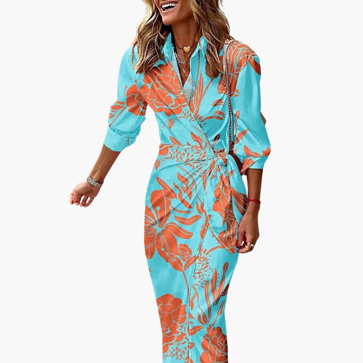 Bree - Striped Shirt Maxi Dress Made of Cotton