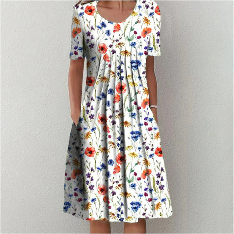Lia - Stylish Warm Pocket Midi Floral Dress