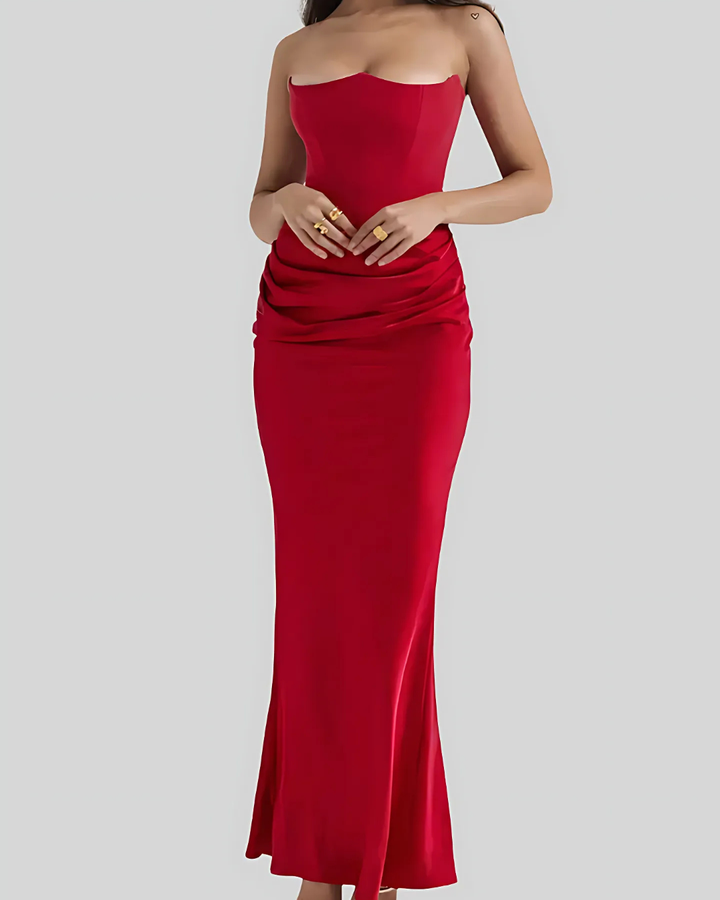 Lauryn - Elegant Draped Maxi Wedding Guest Dress