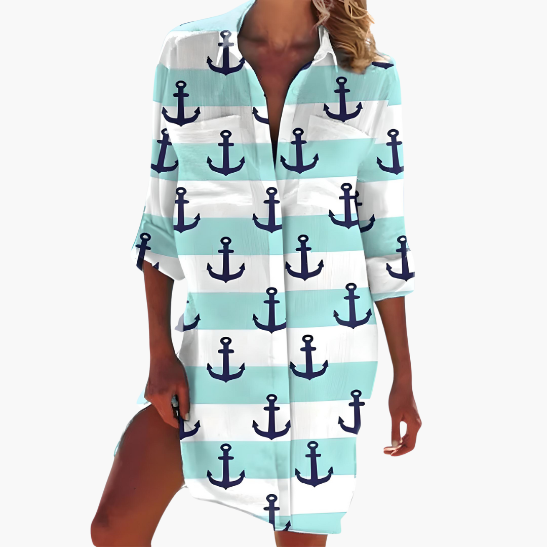 Bliss - Shirt Dress with Long Sleeves and Button Placket